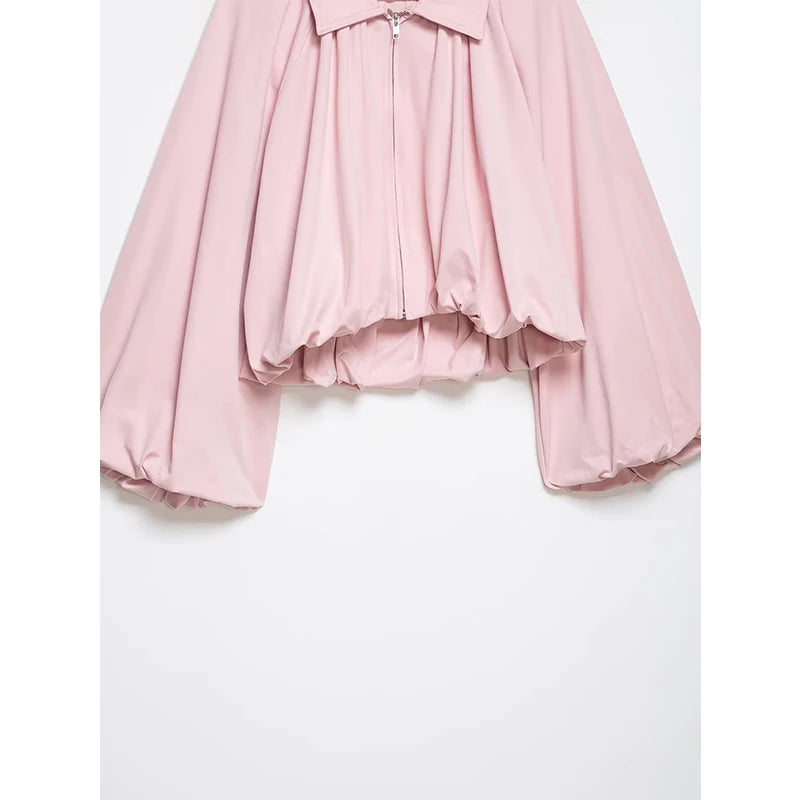 Elegant Puff Sleeves Crop Coat