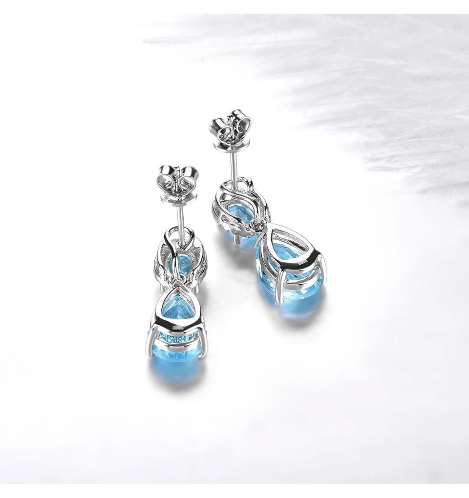 Genuine Blue Topaz Sterling Silver Stud Earring