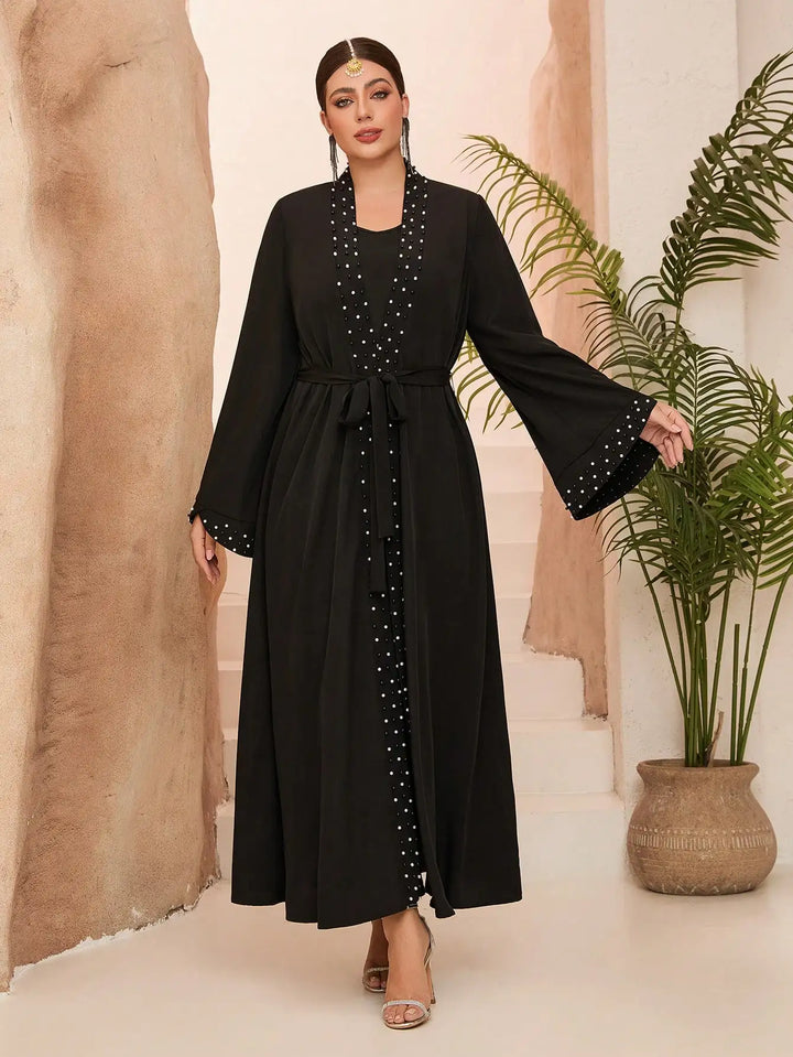 Elegant Net Color Embroidered Abaya Dress