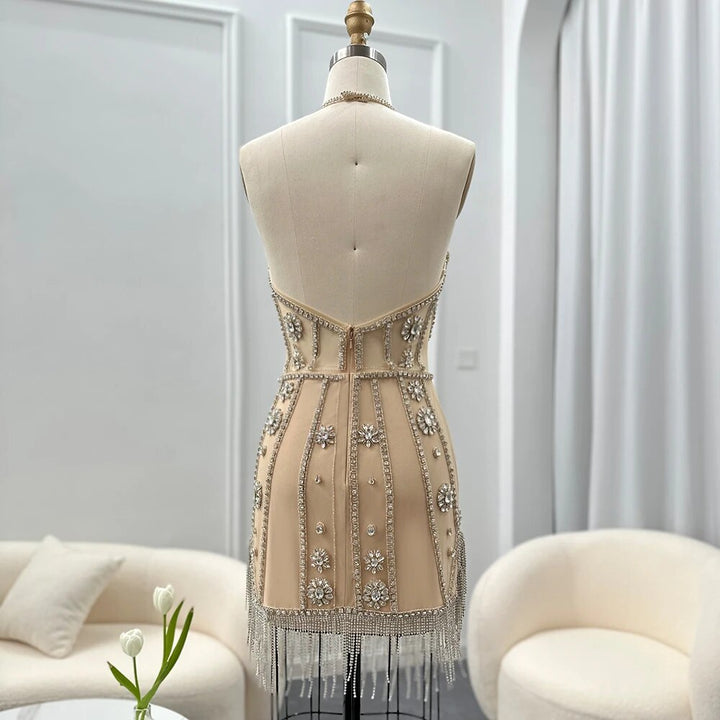 Silver Crystal Women's Mini Prom Dress