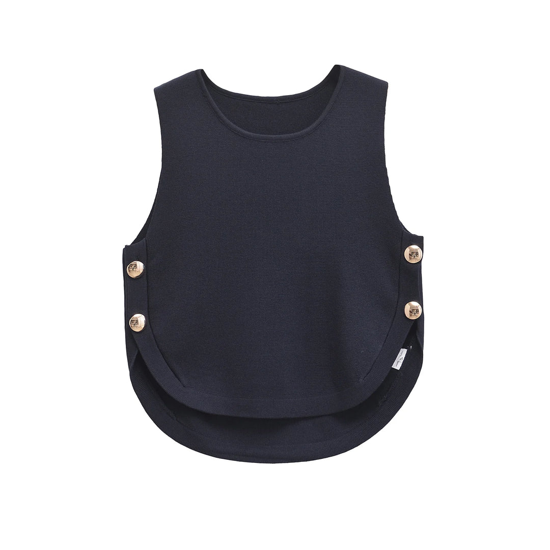 Graceful Side Buttons Knitted Vest