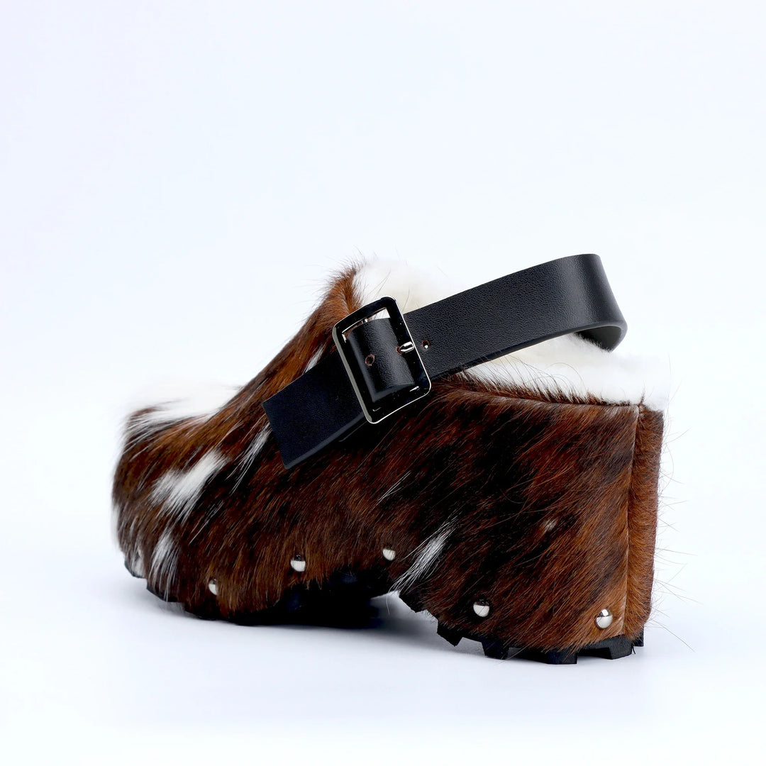 Designer Calf Hair Women's Slip-On Sandals