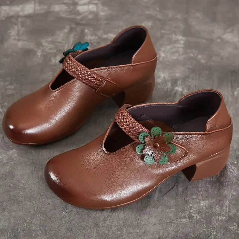 Lovely Ethnic Style Thick Heel Pumps