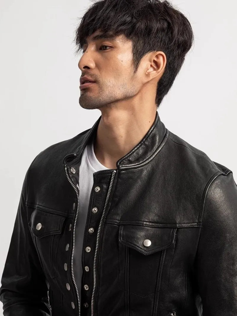 Stylish Punk Stand Collar Slim Biker Jacket