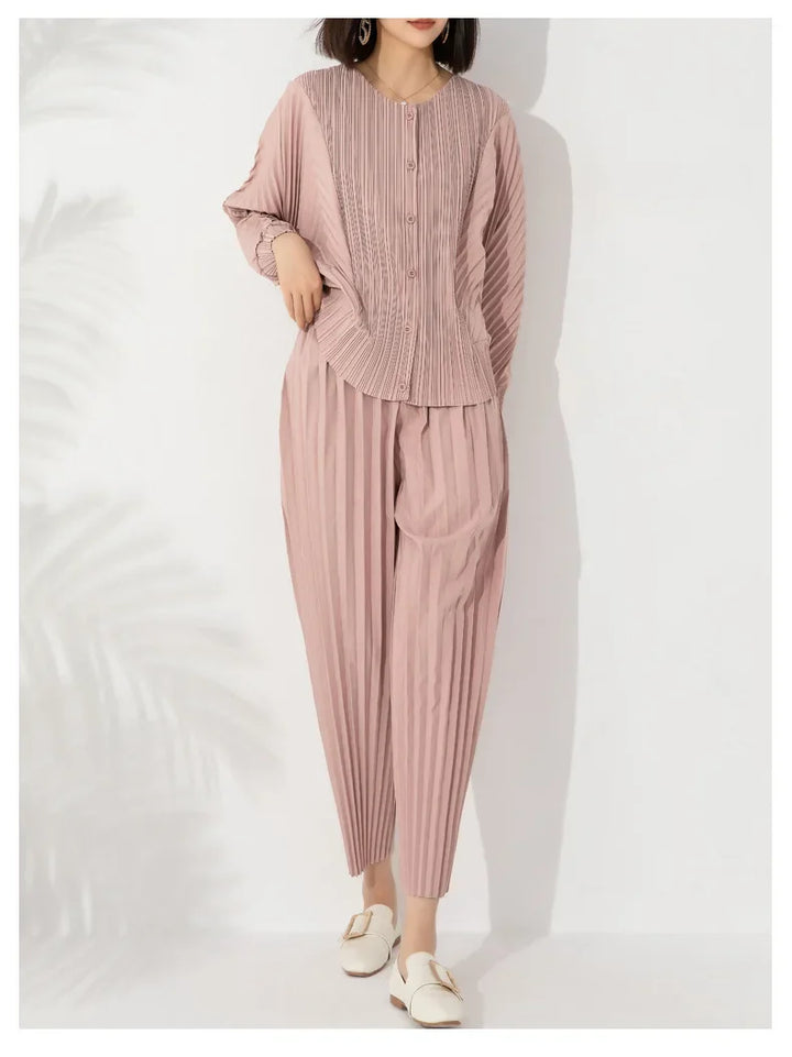 Casual Pleated Single Breasted Outfits