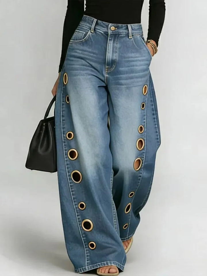 Stylish Hollow Out Loose Jeans
