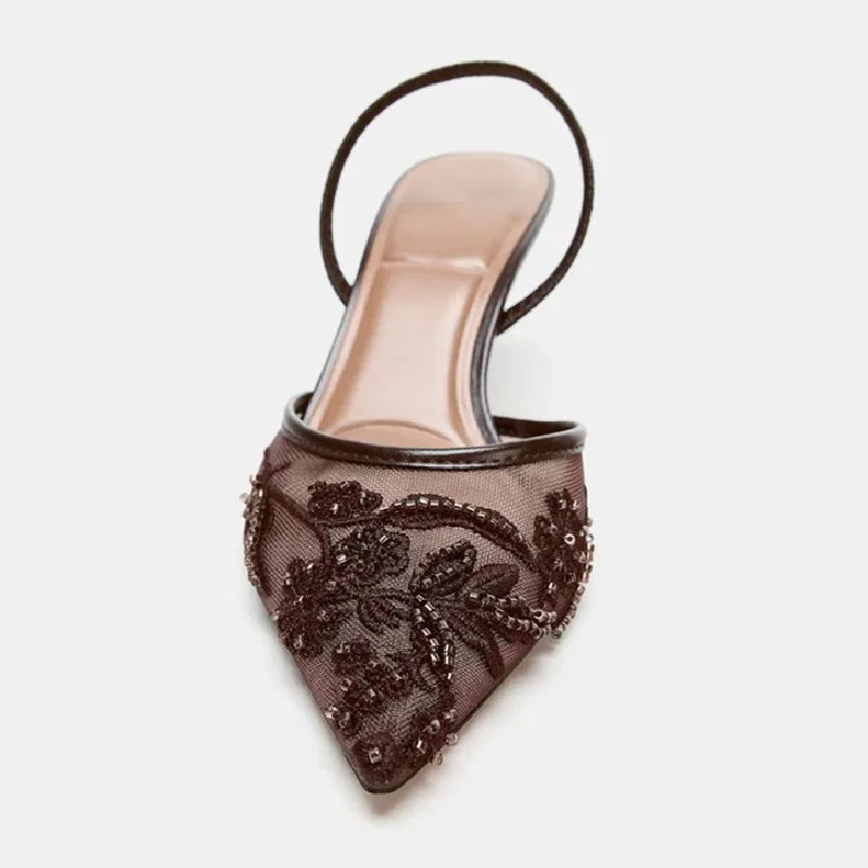 Luxury Mesh Embroider High Heels