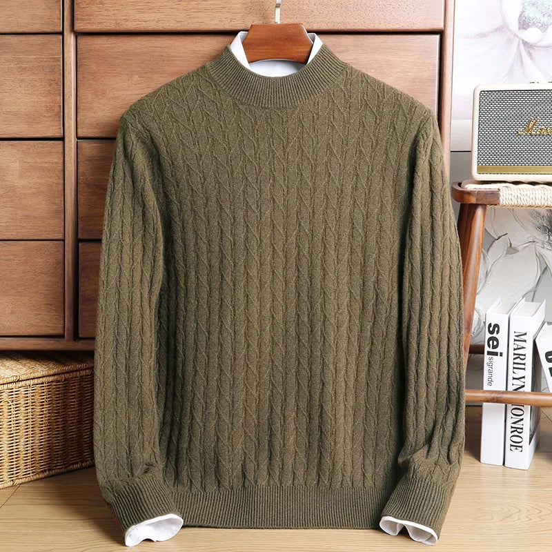 Round Collar Men's Knitted Sweater