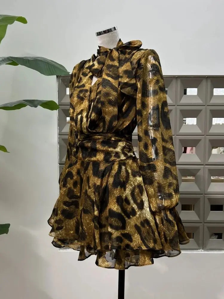 Regal Leopard Printed Mini Dress