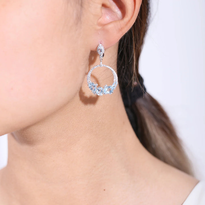 Shiny Topaz Statement Dangle Earrings