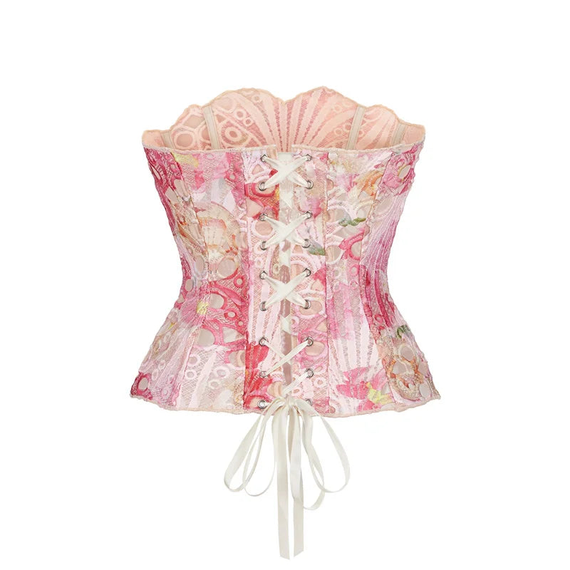 Sweet Double Layered Floral Lace Corset