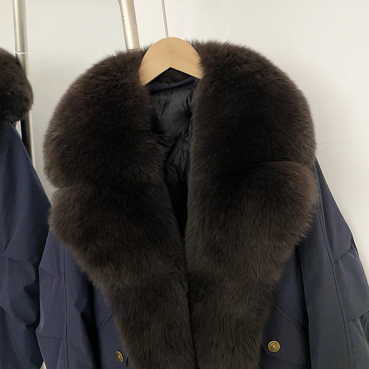 Refined White Duck Down Hooded Parka