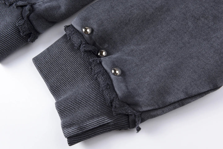 Rivet Washed Zipper Hooded Jacket