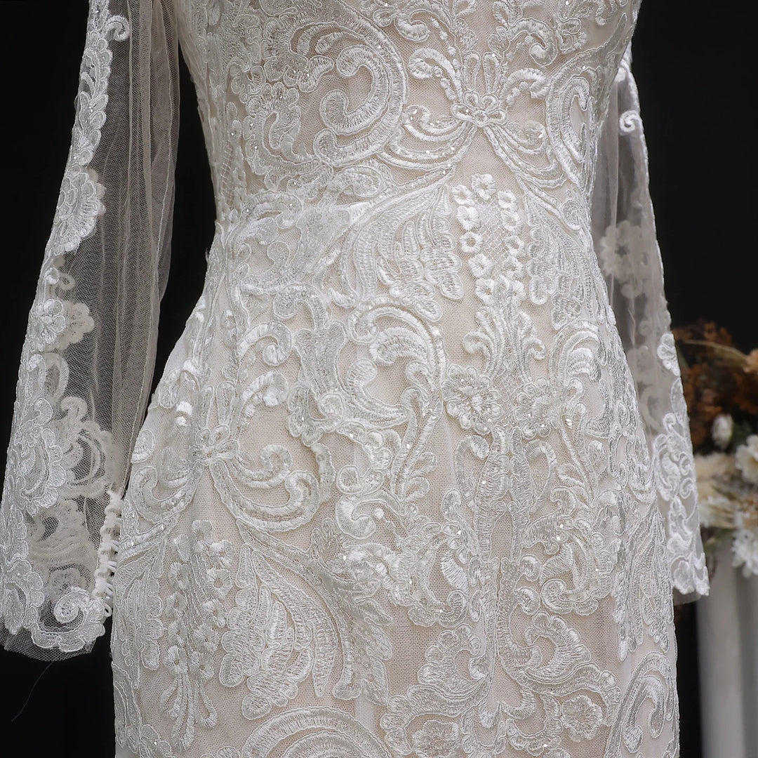 Romantic Long Sleeves Princess Wedding Gown