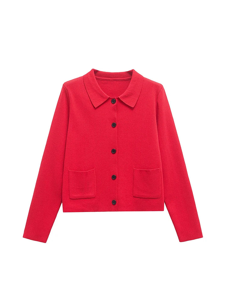 Elegant Lapel Knitted Warm Cardigan