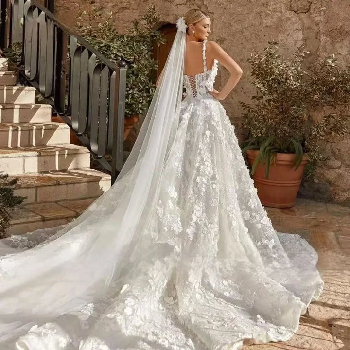 Glamorous 3D Floral Bridal Dress