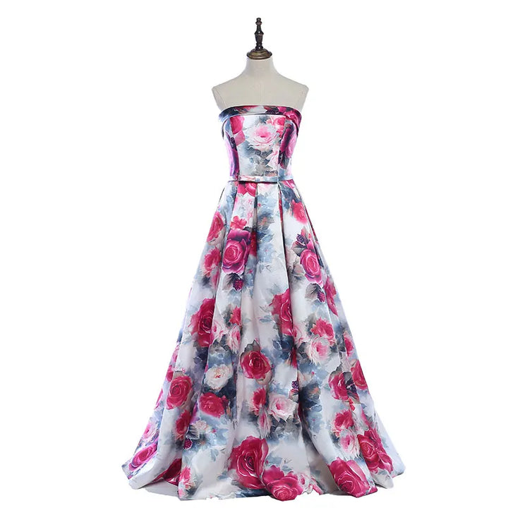 Gorgeous Floral Print Prom Party Dress