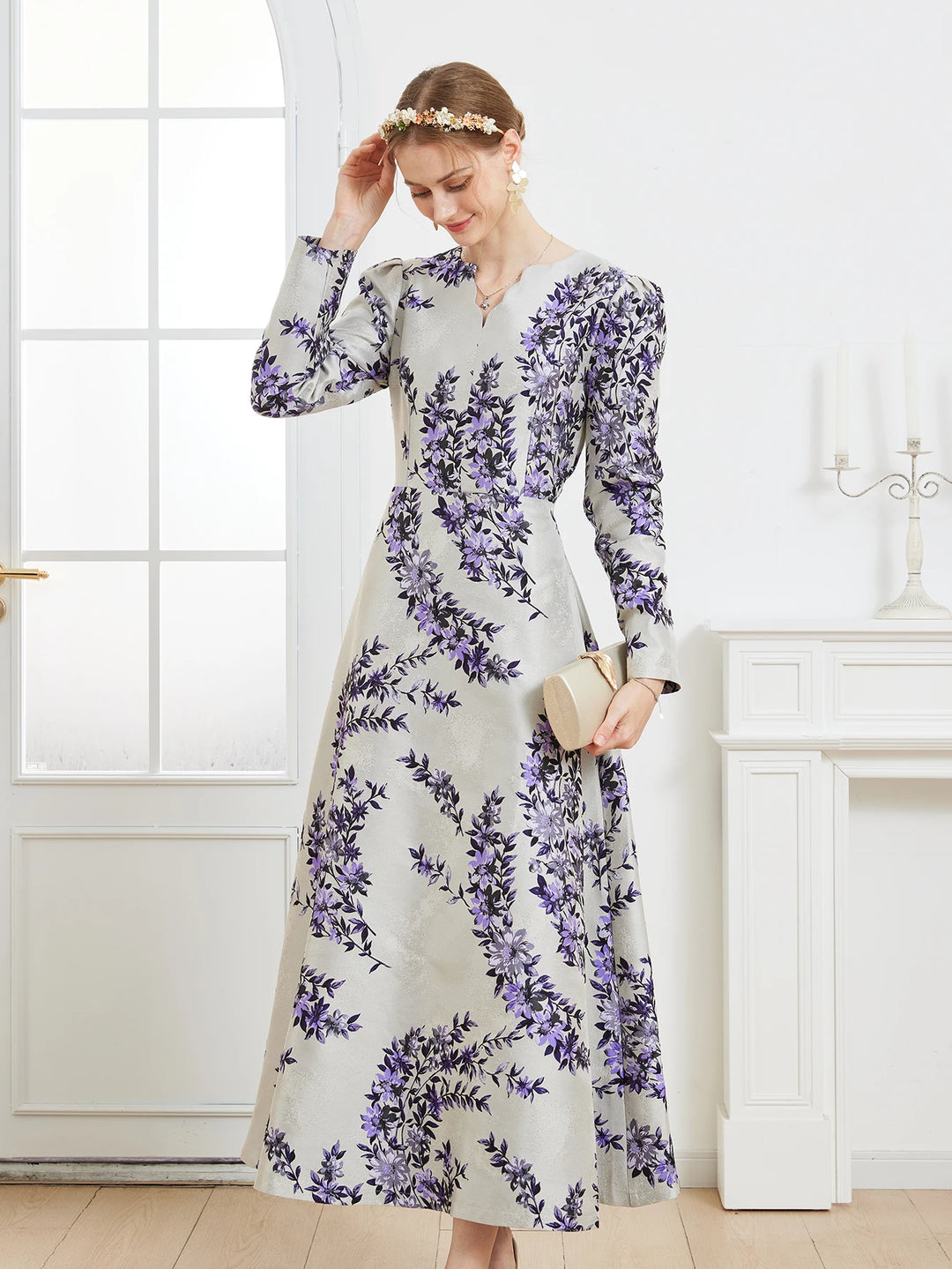 Gorgeous Jacquard Floral Maxi Dress