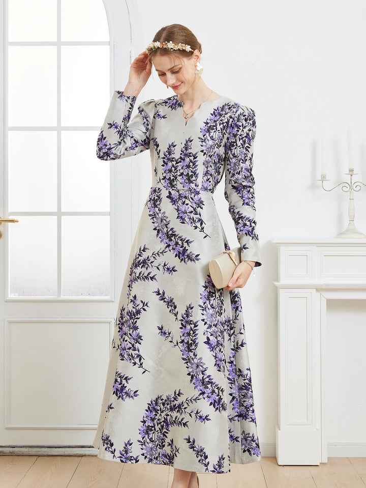 Gorgeous Jacquard Floral Maxi Dress