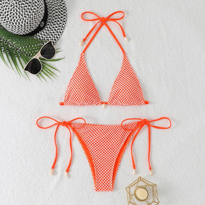 Sweet Halter Lace Thong Swimsuit