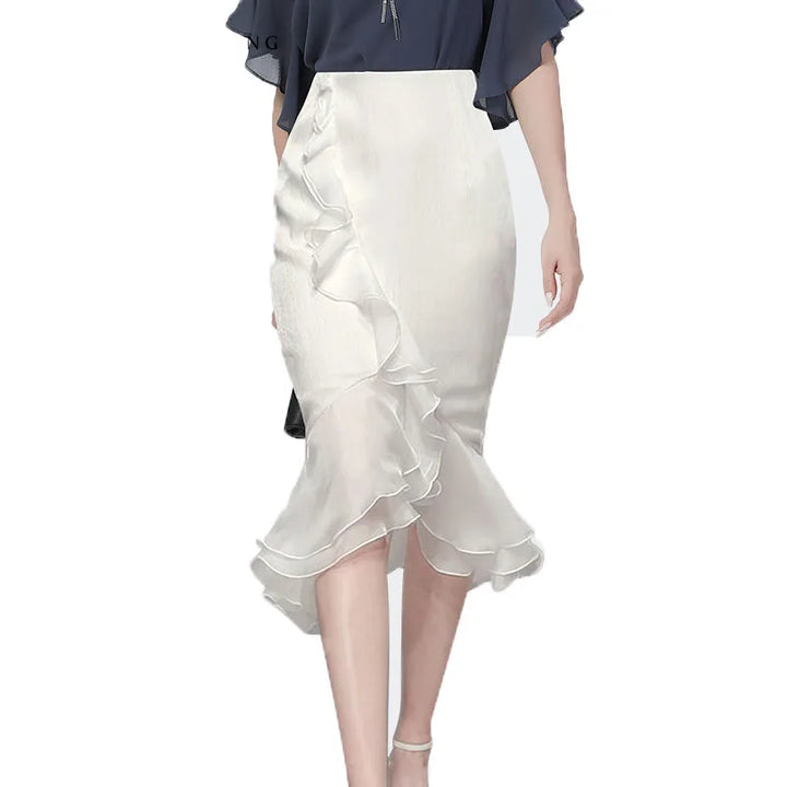 Trendy High Waist Ruffles Skirt