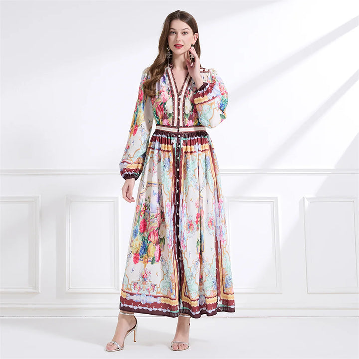 Single-breasted Boho Maxi Dress