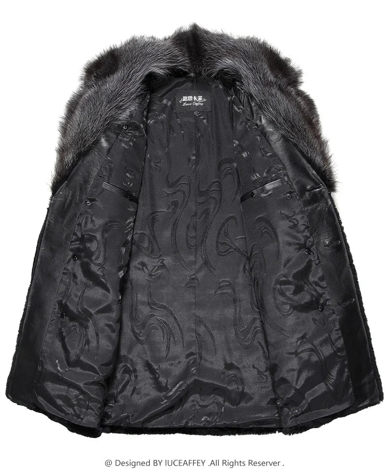 Black quilted jacket with fur-lined hood on a white background