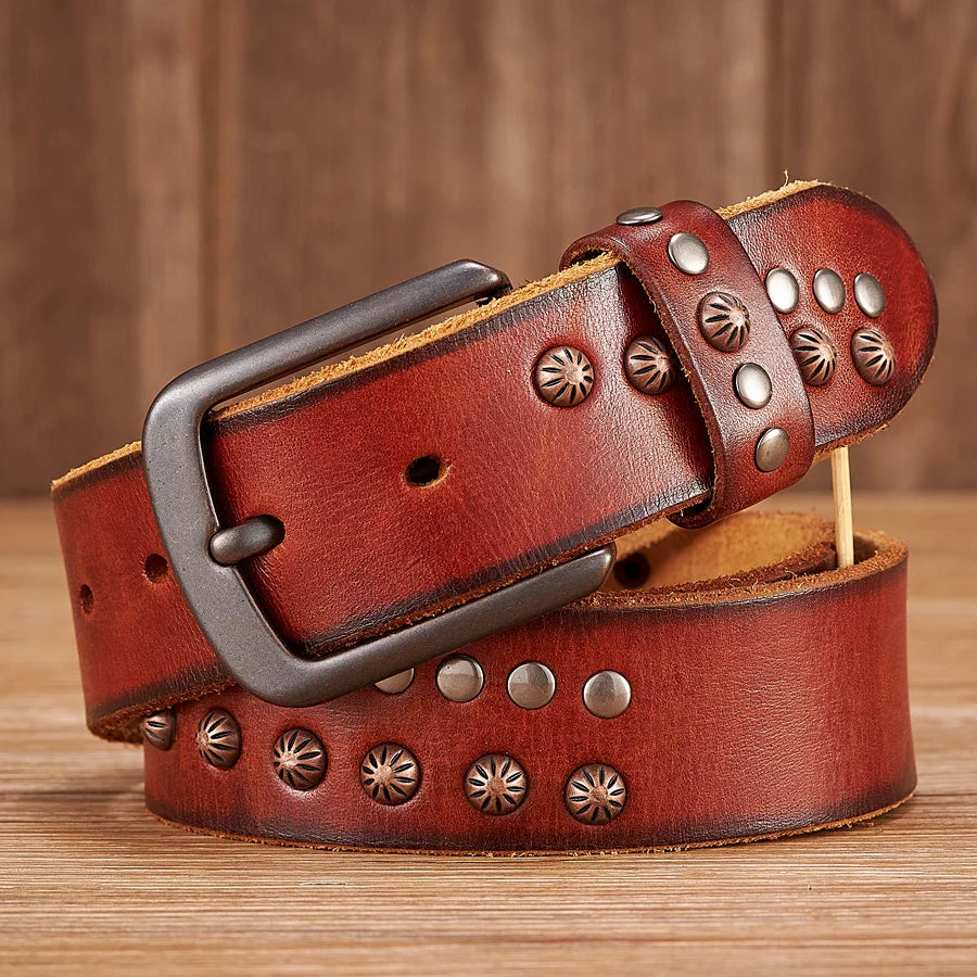 Retro Skull Punk Rivet Leather Belt
