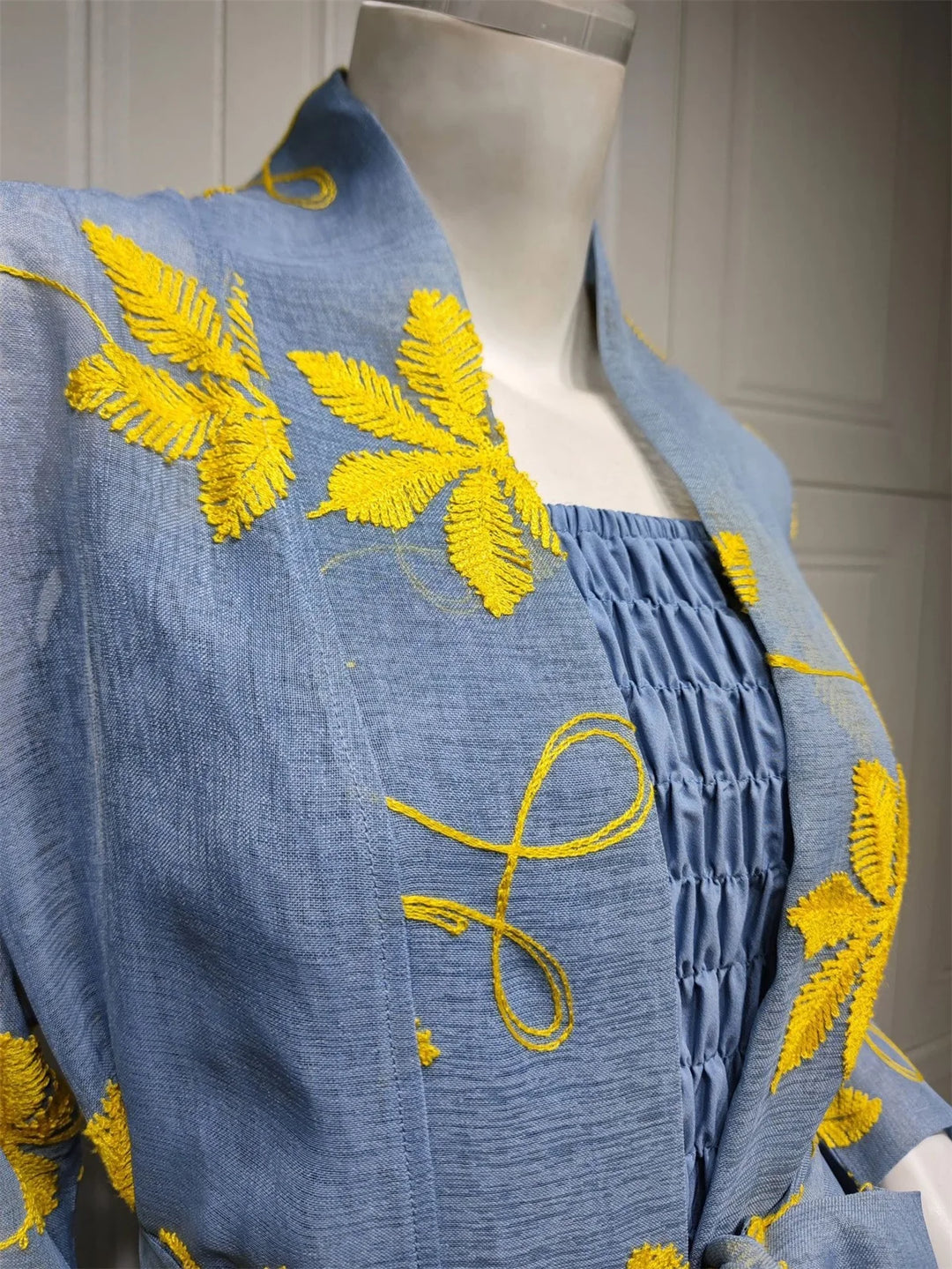 Mesh Embroidery Women's Kaftan Abaya