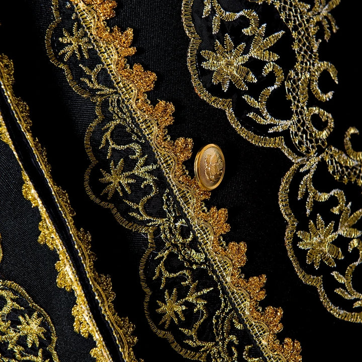 Golden Embroidery Men's Wedding Suit