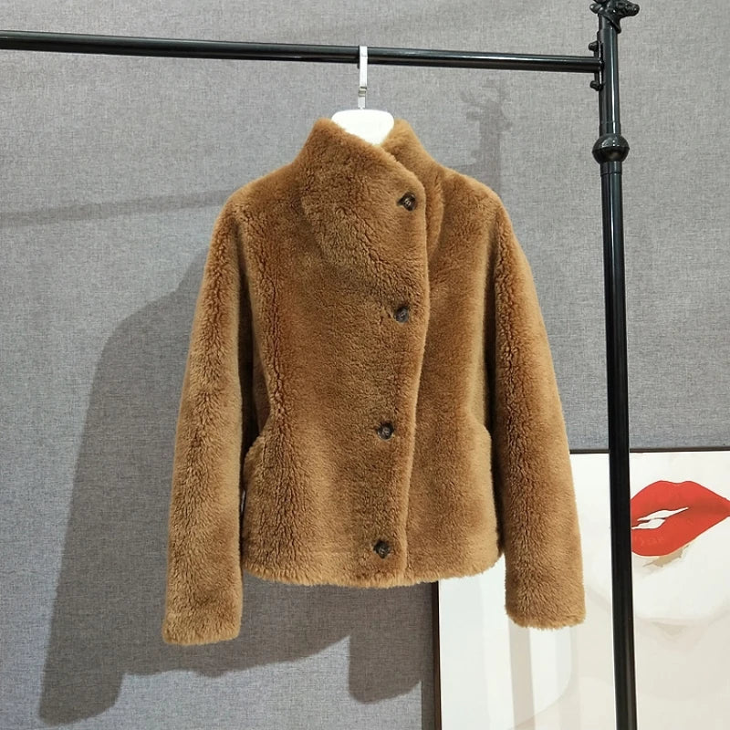 Delicate Wool Fur Short Coat