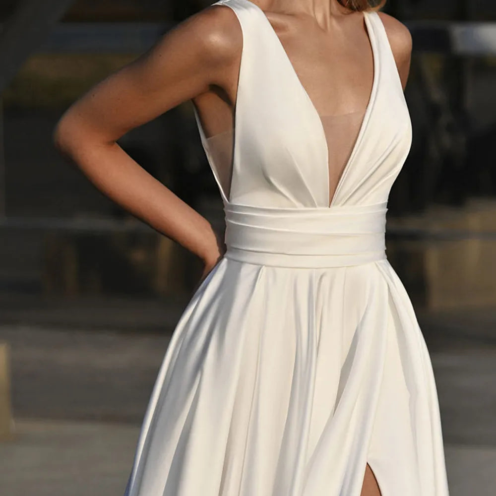 Elegant Side Slit Bridal Dress