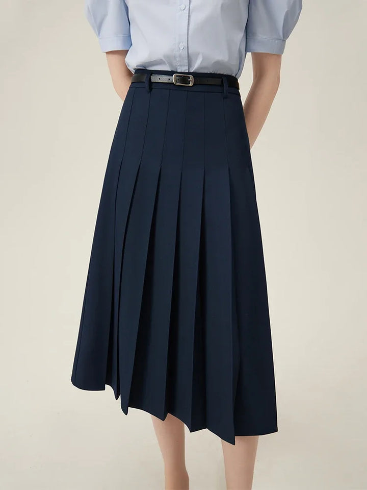Refined Zipper Waist Long Skirt