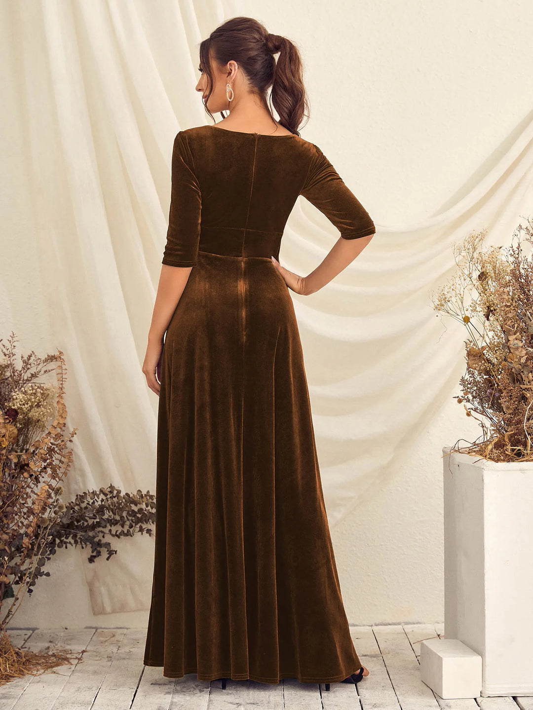 Glamorous Cross-Ruffled Evening Dress