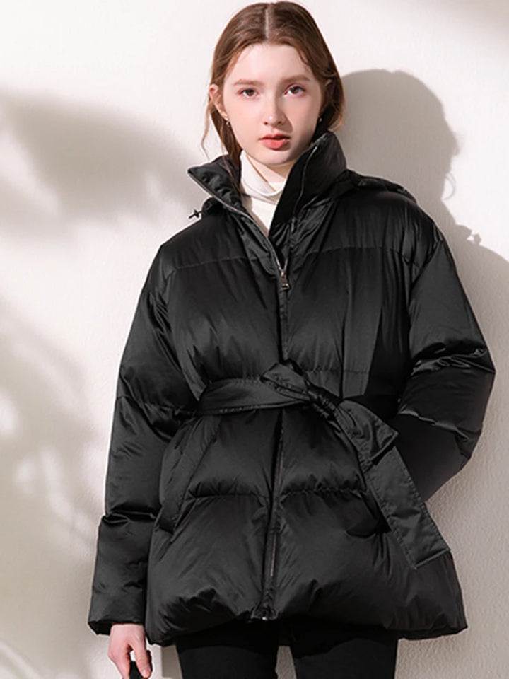 Belted Puffy Short Down Jacket