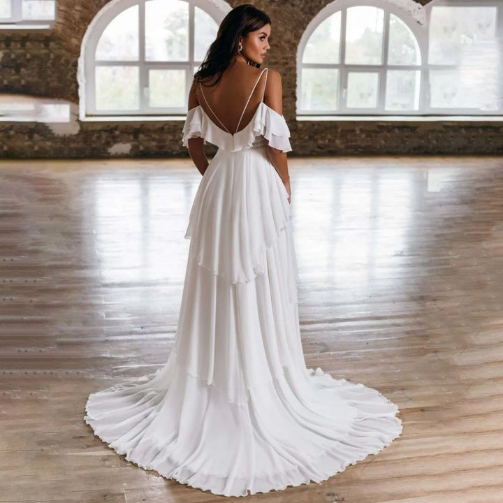 Charming Spaghetti Strap Boho Bridal Gown