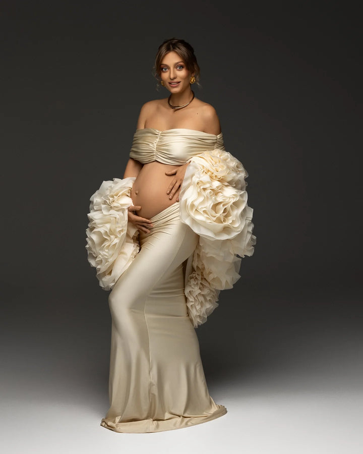 Stunning Off-Shoulder Maternity Photoshoot Dress