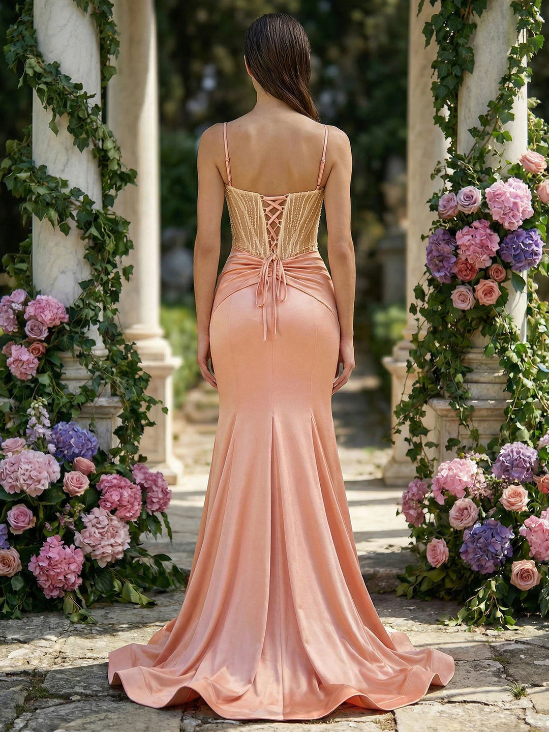 Charming Textured Spaghetti Straps Evening Gown