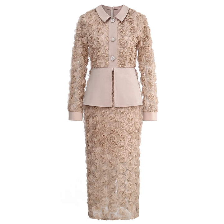 Sweet 3D Lapel Fake Two-Piece Dress