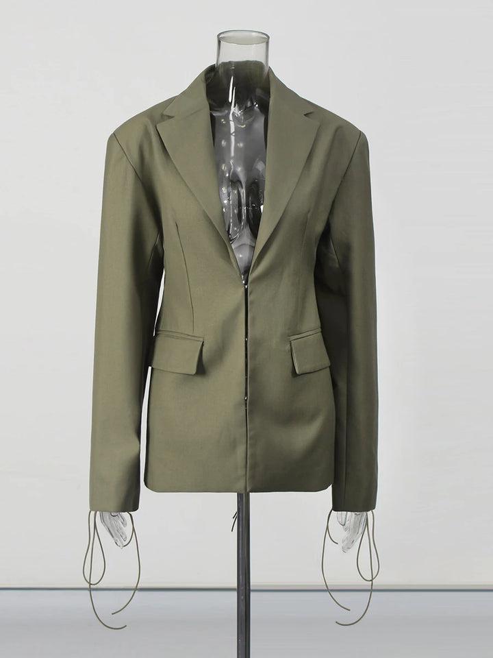 Spliced Lace-Up Women's Two-Piece Suit