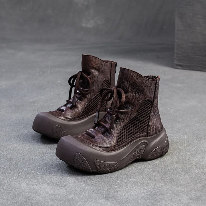 Stylish Hollow-Out Real Leather Boots