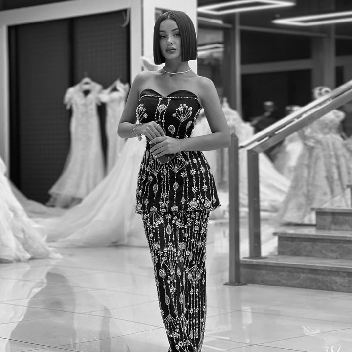 Elegant Sweetheart Beaded Two-Piece Evening Dress