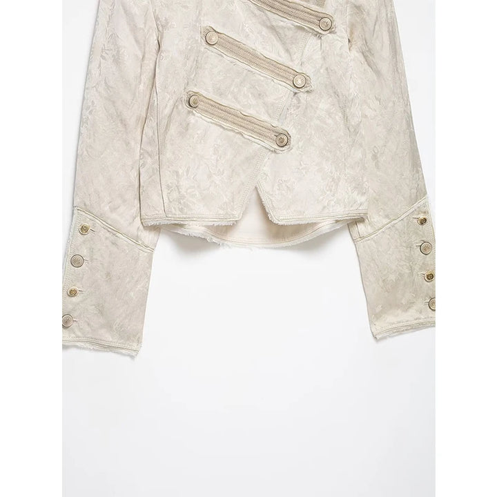 Stylish High-neck Jacquard Cropped Coat
