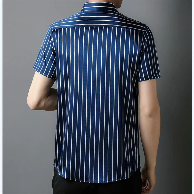 Classic Striped Real Silk Shirts