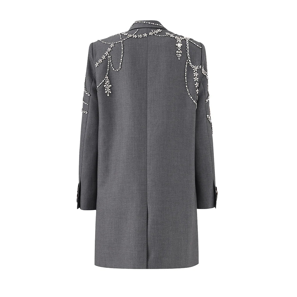 Notched Shining Beaded Blazer