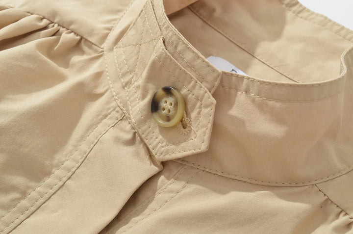 Sweet Stand Collar Pleated Blouse