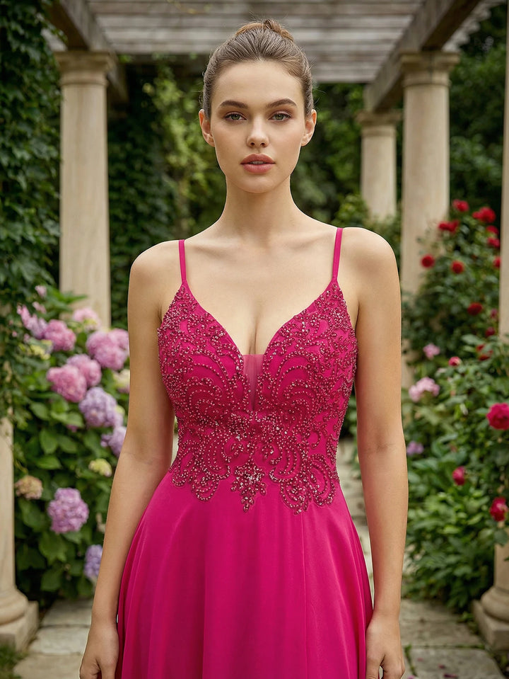Sweet Beaded A-Line Evening Gown