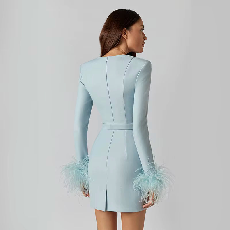 Elegant Square Collar Mini Party Dress