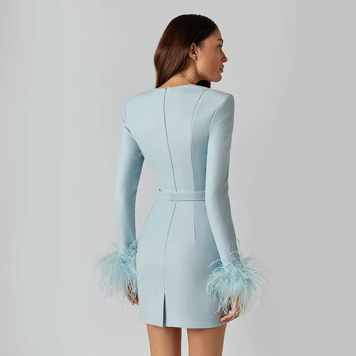 Elegant Square Collar Mini Party Dress