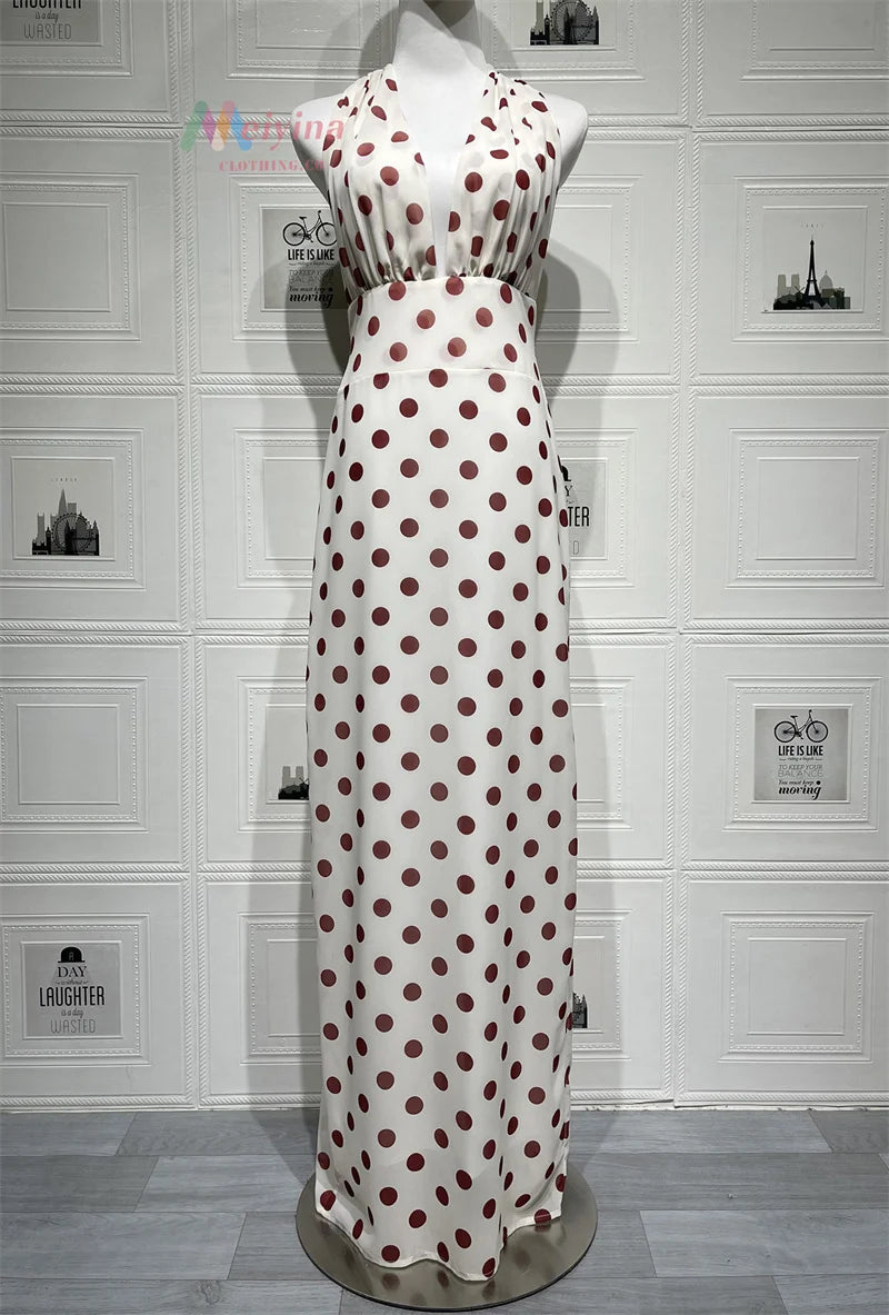 Classic Halter Deep V Neck Dress